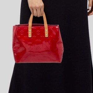 Rare LV Monogram Red Cerise Vernis Patent Tote & Vachetta Leather COA included
